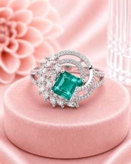 Trendy Fancy Green Emerald Stone Cocktail Ring | Stylish Partywear Ring for Women
