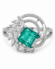 Trendy Fancy Green Emerald Stone Cocktail Ring | Stylish Partywear Ring for Women