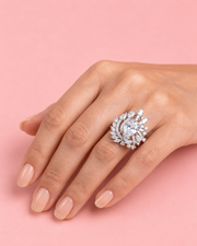 Fancy Stylish Partywear AD Stone Adjustable Cocktail Ring