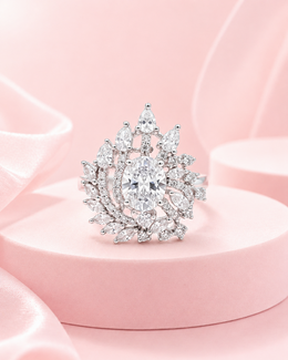 Fancy Stylish Partywear AD Stone Adjustable Cocktail Ring