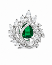 Stylish Emerald Green Partywear Ring | Fancy Designer Cocktail Ring for Women