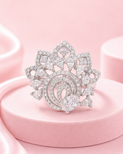 Fancy Adjustable Partywear American Diamond Ring / Stylish Designer Cocktail Ring