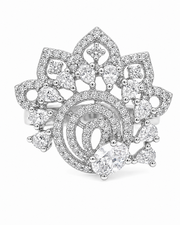 Fancy Adjustable Partywear American Diamond Ring / Stylish Designer Cocktail Ring