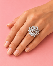 Fancy Adjustable Partywear American Diamond Ring / Stylish Designer Cocktail Ring