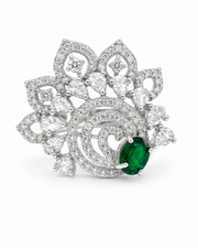 New Stylish Fancy Partywear Green Stone AD Adjustable Cocktail Ring