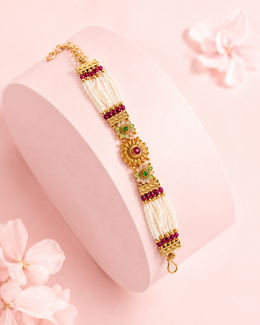 Fancy Stylish Pearl Pochi Bracelet / Traditional Meenakari Manibandh for Women