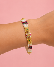Stylish Partywear Pearl Bracelet / Fancy Kundan Meenakari Manibandh for Women