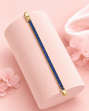 Fancy Royal Blue Baguette Bracelet | Stylish Gold Polish Partywear Bracelet for Women