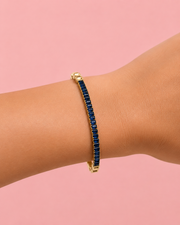 Fancy Royal Blue Baguette Bracelet | Stylish Gold Polish Partywear Bracelet for Women