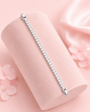 Traditional Silver-Plated Emerald Cut Solitaire Ring and Square Zirconia Tennis Bracelet Jewelry Set for Women