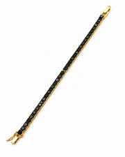 Fancy Black Diamond Look Tennis Bracelet - Stylish Partywear Gold Plated Bracelet for Women