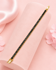 Fancy Black Diamond Look Tennis Bracelet - Stylish Partywear Gold Plated Bracelet for Women