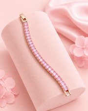Fancy Stylish Pink Baguette Stone Rose Gold Bracelet / Partywear Tennis Bracelet for Women