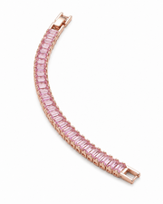 Fancy Stylish Pink Baguette Stone Rose Gold Bracelet / Partywear Tennis Bracelet for Women
