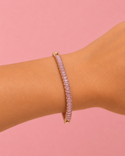 Fancy Stylish Pink Baguette Stone Rose Gold Bracelet / Partywear Tennis Bracelet for Women