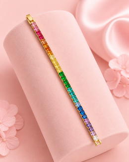 Stylish Rainbow Bracelet - Fancy Partywear Multi-Color Tennis Bracelet for Women