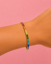 Stylish Rainbow Bracelet - Fancy Partywear Multi-Color Tennis Bracelet for Women