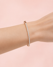 Fancy Rose Gold American Diamond Tennis Bracelet | Stylish Partywear AD Bracelet for Women