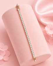 Fancy Rose Gold American Diamond Tennis Bracelet | Stylish Partywear AD Bracelet for Women