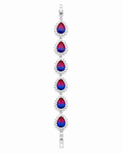 Fancy Dual Tone Ombre Crystal Bracelet | Stylish Red-Blue Partywear Bracelet for Women