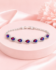 Fancy Dual Tone Ombre Crystal Bracelet | Stylish Red-Blue Partywear Bracelet for Women