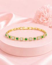 Fancy Emerald Green AD Stone Bracelet | Stylish Partywear Gold Plated Bracelet For Girls & Women