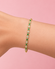 Fancy Emerald Green AD Stone Bracelet | Stylish Partywear Gold Plated Bracelet For Girls & Women