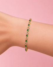 Stylish Emerald Green American Diamond Bracelet / Fancy Partywear Gold Plated Kada Bracelet for Girls