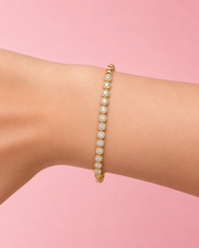 Fancy Sparkling American Diamond Gold Plated Bracelet / Trendy Partywear AD Bracelet for Women