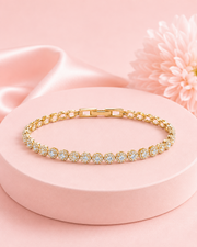 Fancy Sparkling American Diamond Gold Plated Bracelet / Trendy Partywear AD Bracelet for Women