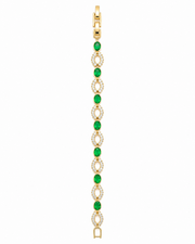 Stylish Emerald Green American Diamond Bracelet / Fancy Partywear Gold Plated Kada Bracelet for Girls