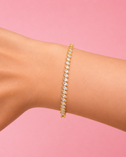 Fancy Gold Plated American Diamond Leaf Bracelet | Stylish Partywear Bracelet for Women