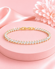 Fancy Gold Plated American Diamond Leaf Bracelet | Stylish Partywear Bracelet for Women