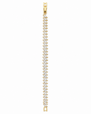 Fancy Gold Plated American Diamond Leaf Bracelet | Stylish Partywear Bracelet for Women