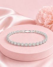 Fancy Sparkling American Diamond Silver Tennis Bracelet - Partywear Stylish Bracelet for Women