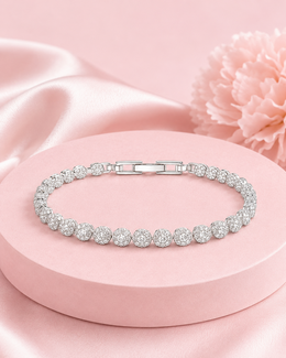 Fancy Sparkling American Diamond Silver Tennis Bracelet - Partywear Stylish Bracelet for Women