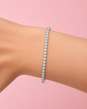 Fancy Sparkling American Diamond Silver Tennis Bracelet - Partywear Stylish Bracelet for Women