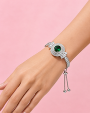 Fancy Emerald Green AD Stone Bracelet | Stylish Adjustable Free Size Partywear Bracelet