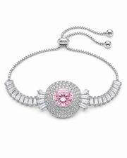 Fancy Stylish Pink Solitaire Adjustable Bracelet / Free Size AD Bracelet for Girls and Women