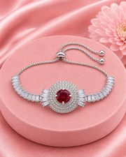 Fancy Adjustable Ruby Red Diamond Kada | Stylish Partywear Bracelet for Women | Trending Free Size Jewelry