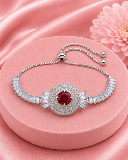 Fancy Adjustable Ruby Red Diamond Kada | Stylish Partywear Bracelet for Women | Trending Free Size Jewelry