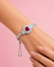 Fancy Adjustable Ruby Red Diamond Kada | Stylish Partywear Bracelet for Women | Trending Free Size Jewelry
