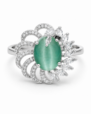 Fancy Green Cocktail Ring | Stylish Adjustable American Diamond Ring for Girls & Women | Trending Partywear Anguthi