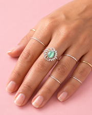 Fancy Green Cocktail Ring | Stylish Adjustable American Diamond Ring for Girls & Women | Trending Partywear Anguthi