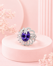 Fancy Purple Diamond Ring | Stylish Partywear Adjustable Cocktail Ring | Trending Jewelry