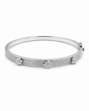 Stylish Silver Fancy Floral Kada | Trendy American Diamond Bracelet | Partywear Jewelry