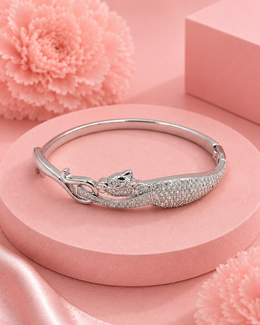 Stylish Fancy Panther Bangle | American Diamond Silver Bracelet | Trending Partywear Jewelry