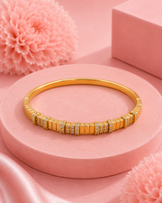 Fancy Stylish Gold Plated American Diamond Cube Kada / Bracelet for Women & Girls