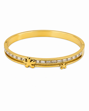 Fancy Stylish Gold Plated Double Layer Flower Kada / Partywear Baguette Stone Bangle