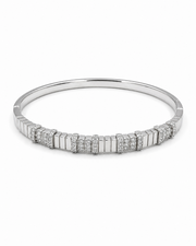 Trending Silver Diamond-Look Fancy Kada | Stylish Partywear Bracelet | Free Size Oval Bangle